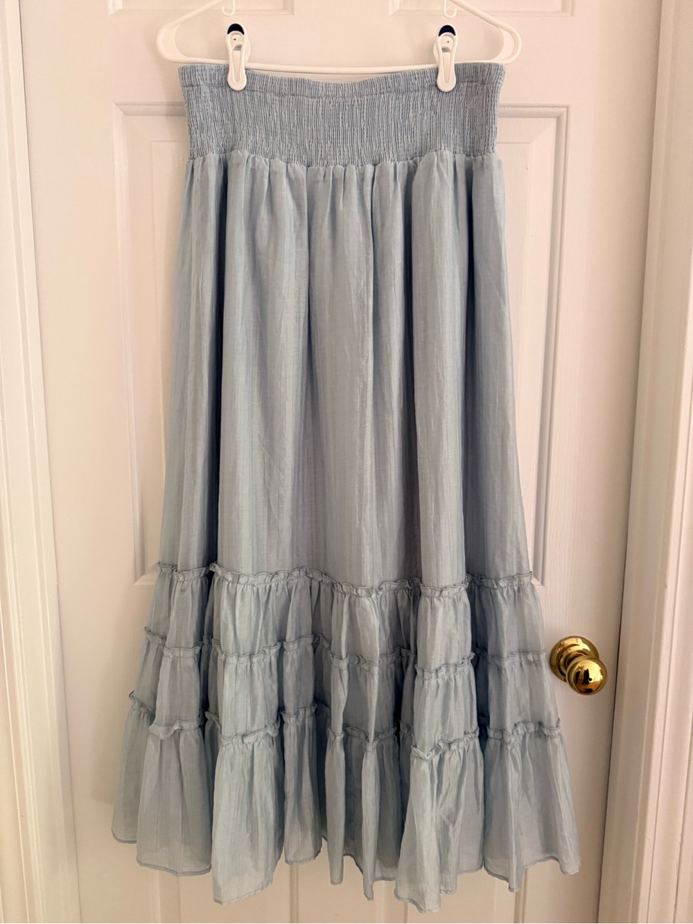 NWOT HALARA Pale Blue Tiered Maxi Skirt